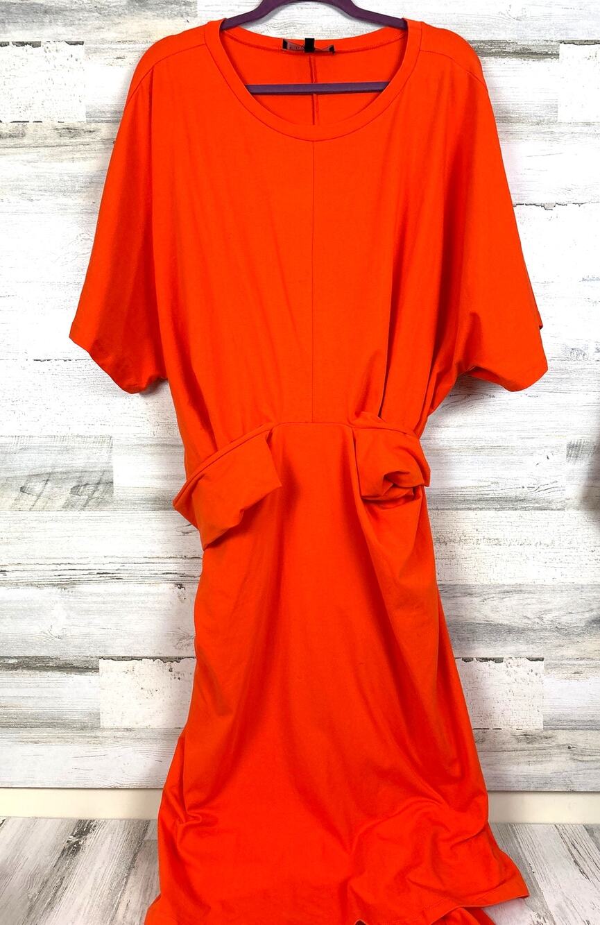 ELOQUII Womens Plus 22 Orange Cross Front Flutter Sleeve Cotton Maxi Dress NEW